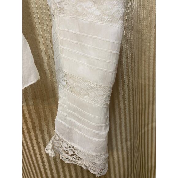 Antique Edwardian White Cotton Floral Embroidered Blouse with long sleeves - Picture 4 of 16